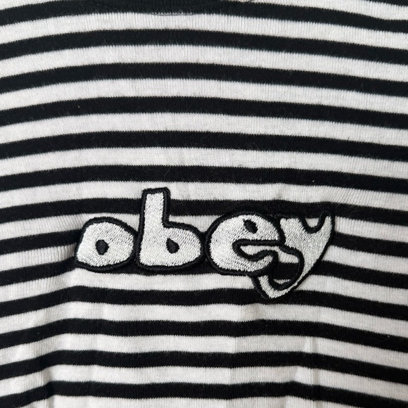 Obey Zoe Baby Ringer Black & White Stripe Tee - Picture 12 of 15